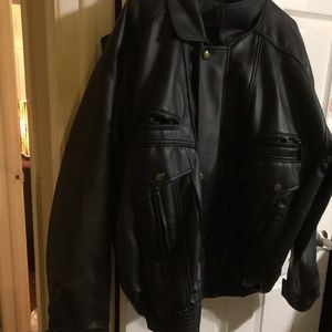 Faux leather black biker jacket for woman or men.